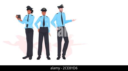 Männliche Polizisten, die zusammen Polizisten in einheitlicher Sicherheitsbehörde stehen Justice Law Service Konzept horizontale volle Länge Vektor-Illustration Stock Vektor