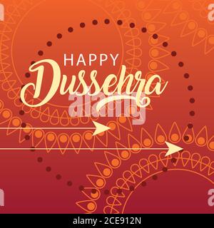 Happy Dussehra Grußkarte mit goldenen Pfeilen Vektor Illustration Design Stock Vektor