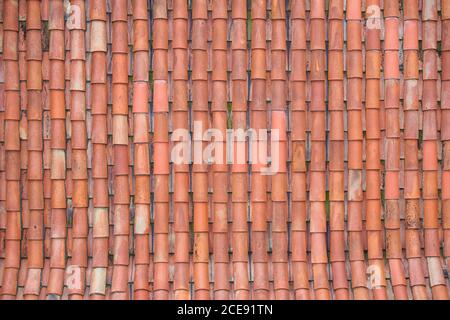 Echte alte Fliesendach Hintergrund Stockfoto