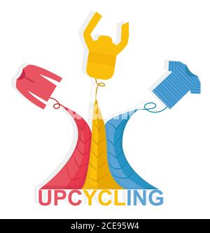 Vektor-Illustration mit alten Kleidern für Upcycling verwendet, weißer Hintergrund Stock Vektor