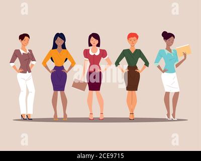 Set von eleganten Geschäftsfrauen in verschiedenen Posen Vektor Illustration Design Stock Vektor