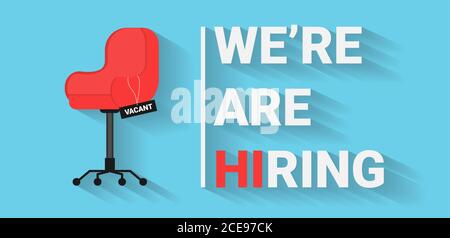 Job Vacancy Poster Vektor Illustration mit Bürostuhl und wir sind Einstellbeschriftung Stock Vektor