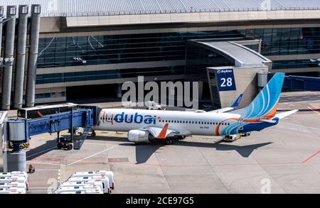 Juli 2019 In Moskau, Russland. Flugzeug Boeing 737-800 flydubai Airline am Flughafen Vnukovo in Moskau. Stockfoto