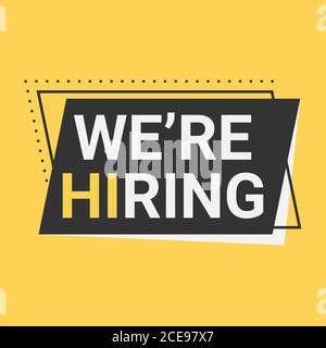 Wir stellen ein. Creative Flat Vector Illustration, HR Company Logo auf gelbem Hintergrund Stock Vektor