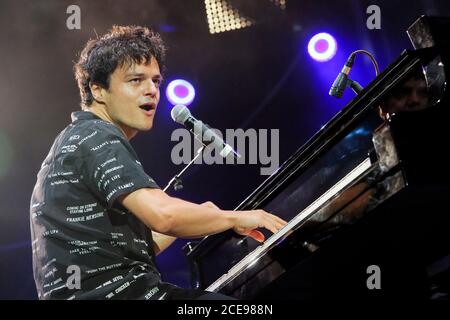 Jazz A Juan Jazz Festival in Juan-les-Pins (Südostfrankreich), am Samstag, 22. Juli 2017: Jamie Cullum, Jazzpianist und Sänger Stockfoto