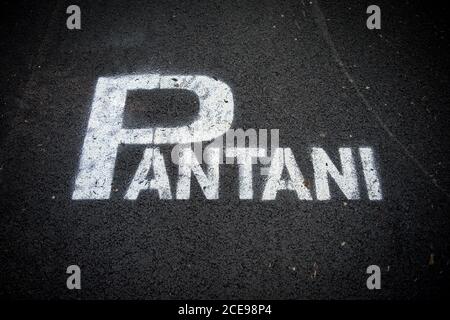 Giro d'Italia Etappe 11 von Florenz nach Bagno di Romagna, Italien. Mai 2017. Straßengraffiti. Marco Pantani. Stockfoto