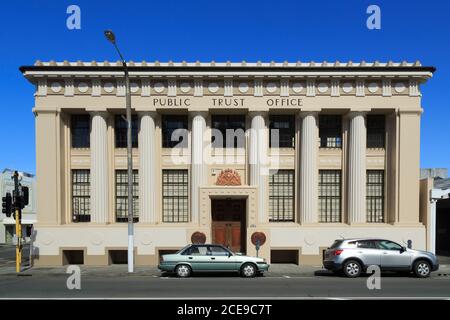 Das historische Public Trust Office Gebäude in Napier, Neuseeland (1922), eines der wenigen Gebäude, das das Erdbeben von 1931 überstanden hat. März 23 2018 Stockfoto