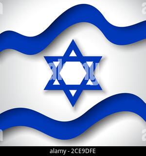 Hintergrund der israelischen Flagge. Geschäftsbroschüre. Farbige gewellte Bänder Farben Flagge von Israel. National Poster. Staat Israel patriotischen Flyer, Banner Stock Vektor