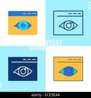 Symbol für Sichtbarkeit im Web in flacher und linienkonformem Stil. Site-Seite mit Augensymbol. Vektorgrafik. Stock Vektor