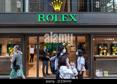 Hongkong, China. August 2020. Schweizer Luxusuhrmacher Rolex Niederlassung in Hongkong. Kredit: SOPA Images Limited/Alamy Live Nachrichten Stockfoto