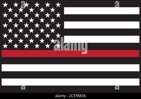 USA Feuerwehrmann Red Line Flag isoliert Vektor Illustration Stock Vektor