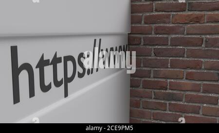 Internet https blocked view Ziegelsteinmauer Konzept für Internet-Zensur Und Zugriff verweigert 3d-Illustration Stockfoto