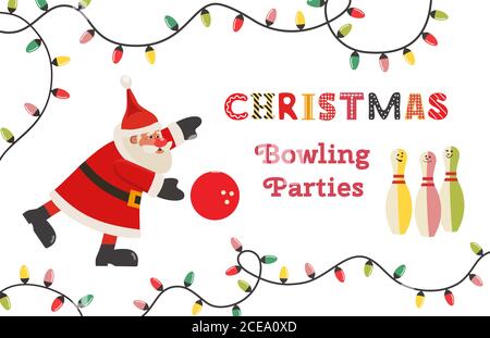 Vorlage Design Poster Weihnachten Bowling Vektor Stock Vektor