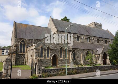 All Saints Church, Newmarket, Suffolk, ist eine von zwei mittelalterlichen Kirchen in der Stadt, und wurde eine königliche Kapelle von König Karl II.. Stockfoto