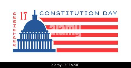 Der Tag der Verfassung in den Vereinigten Staaten wird im September 17 gefeiert. Patriotisches Banner, Poster, Vektor. Tag der Staatsbürgerschaft in Nordamerika. Farben der USA Stock Vektor