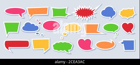 Sprechblasenset aus Papier mit Platz für Phrasen. Stock Vektor