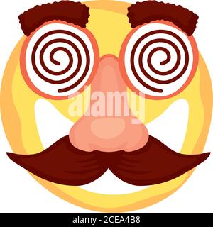 Verrückte Emoji Gesicht mit Schnurrbart und Brille Maske Narren Tag Vektor Illustration Design Stock Vektor