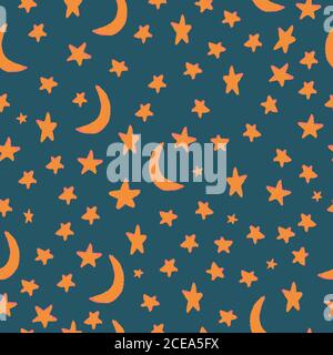 Nahtloses Muster mit Stern und Mond Stock Vektor