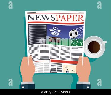 Und Person lesen News Papier und trinken Kaffee Vektor-Illustration Design Stock Vektor