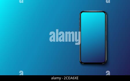 Smartphone auf glattem dunkelblauen Hintergrund, futuristisches Technologie-Design, Vektor-Illustration Stock Vektor