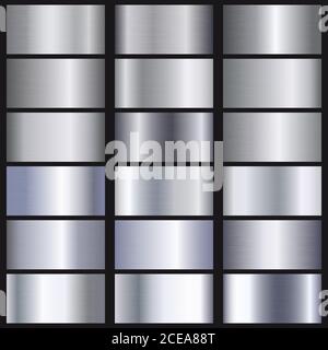 Satz von Silber Gradienten Textur. Vektorgrafik Stock Vektor