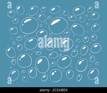 Wasser mit Blasen. Satz von Elementen, Cartoon-Vektor-Illustration Stock Vektor