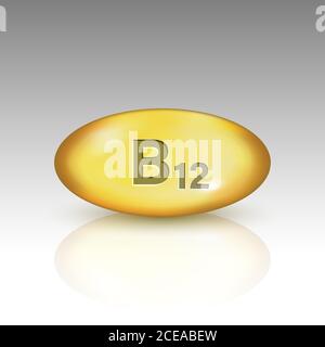 Vitamin B12. Cobalamin Vitamintropfen Pille Kapsel Symbol Stock Vektor