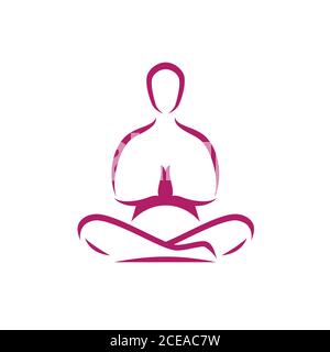 Yoga-Logo. Meditation, Mann in Lotusposition Symbol Stock Vektor