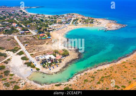 Erstaunlicher Sandstrand von Stavros in einer malerischen Lagune, Chania, Kreta, Griechenland. Stockfoto