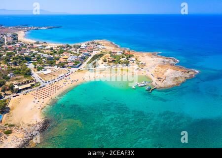 Erstaunlicher Sandstrand von Stavros in einer malerischen Lagune, Chania, Kreta, Griechenland. Stockfoto