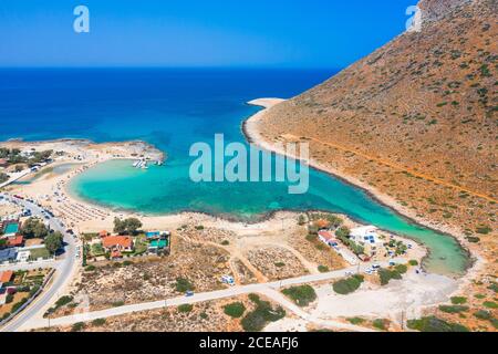 Erstaunlicher Sandstrand von Stavros in einer malerischen Lagune, Chania, Kreta, Griechenland. Stockfoto