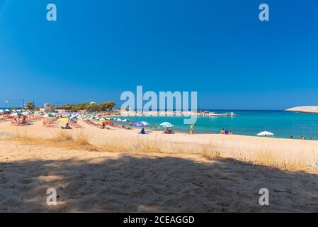 Erstaunlicher Sandstrand von Stavros in einer malerischen Lagune, Chania, Kreta, Griechenland. Stockfoto