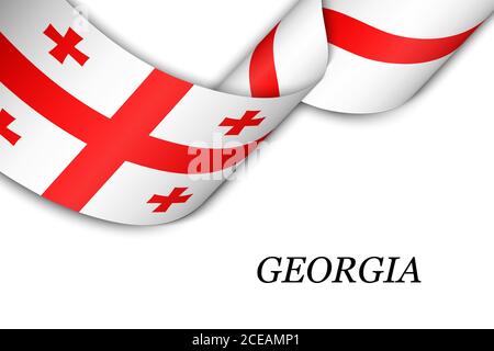 Winkendes Band oder Banner mit Flagge Georgiens Stock Vektor