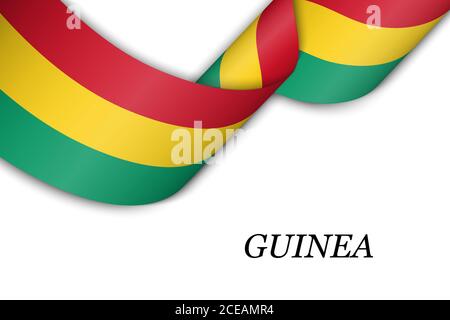 Winkendes Band oder Banner mit Flagge von Guinea. Stock Vektor