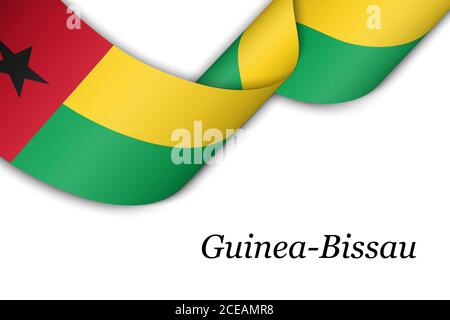 Winkendes Band oder Banner mit Flagge von Guinea-Bissau. Stock Vektor