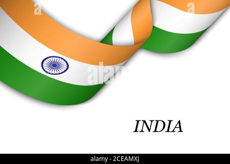 Winkendes Band oder Banner mit Flagge Indiens Stock Vektor