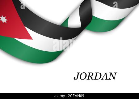 Winkendes Band oder Banner mit Flagge Jordaniens Stock Vektor