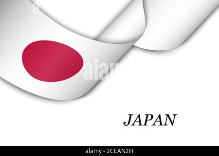 Winkendes Band oder Banner mit Flagge Japans Stock Vektor