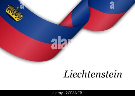 Winkende Band oder Banner mit Flagge von Liechtenstein Stock Vektor