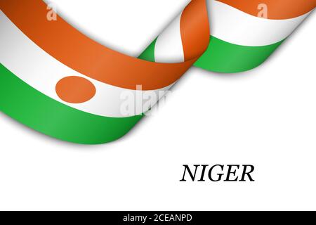 Winkende Band oder Banner mit Flagge von Niger. Stock Vektor