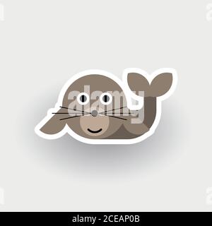 Happy Seal - lustige Cartoon Tier. Kindercharakter. Einfache Vektordarstellung mit abfallengelassenen Schatten. Stock Vektor