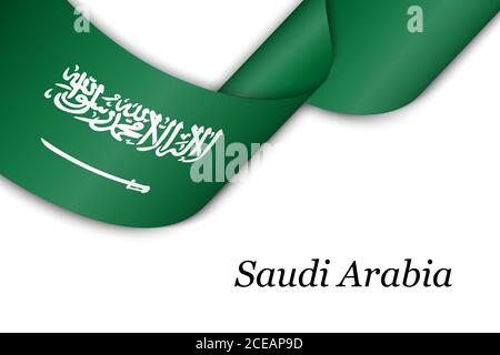Winkendes Band oder Banner mit Flagge Saudi-Arabiens Stock Vektor