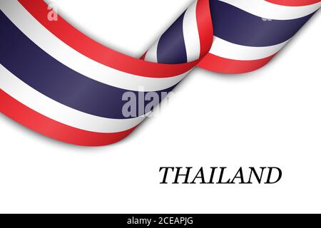 Winkende Band oder Banner mit Flagge von Thailand Stock Vektor