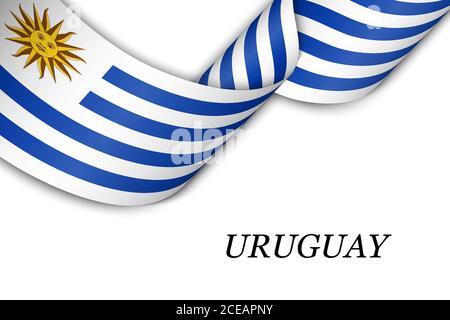 Winkende Band oder Banner mit Flagge von Uruguay Stock Vektor