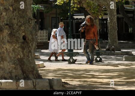 Port de Saint Tropez, Frankreich - 31. August 2020 - Landschaft Leuchtturm, Meer, Sommer - Credit Ilona Barna BIPHOTONEWS Stockfoto