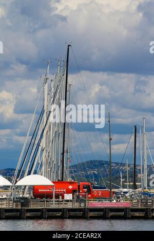 Port de Saint Tropez, Frankreich - 31. August 2020 - Landschaft Leuchtturm, Meer, Sommer - Credit Ilona Barna BIPHOTONEWS Stockfoto