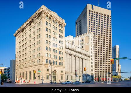 Finanzviertel in der Innenstadt von Winnipeg Manitoba Kanada. Stockfoto