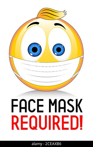 Gesichtsmaske erforderlich - Covid-19, SARS-CoV-2 Virus - Vektordarstellung Stock Vektor