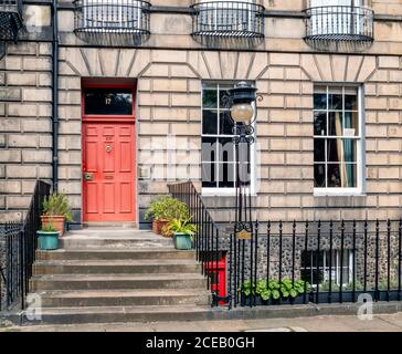 17 Heriot Row, Edinburgh, Schottland, Großbritannien, die Heimat von Autor Robert Louis Stevenson von 1857 bis 1880. Stockfoto