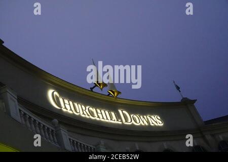 31. August 2020 Churchill Downs, Louisville Kentucky Major Fed streckt seine Beine über die Strecke, um sich auf das Kentucky Derby vorzubereiten Stockfoto